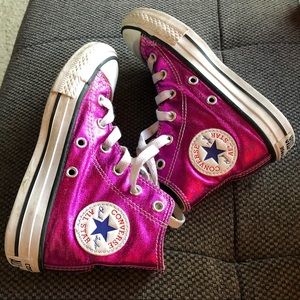 Girls Converse HighTop Metallic Pink 11.5